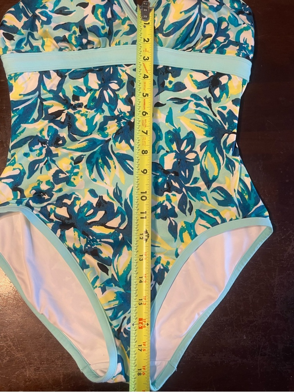 L.L. Bean Aqua and Yellow Floral One-Piece Swimsuit estimated size XS see photos - Picture 10 of 12